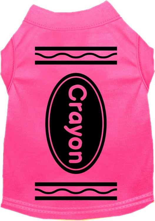 Crayon Costume Screen Print Dog Shirt Bright Pink Size XS